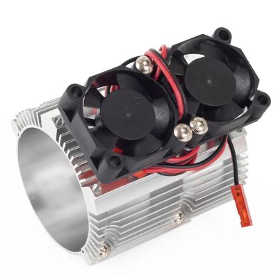DAYUDDRICAR RC Car Cooling Fan, 1/8 1/10 RC Car Metal Dual Fan 41-43mm Motor Radiator Heat Sink Replacement RC Car Motor Upgrade Part for 1/8 1/10 RC Car Monster Truck Car Accessories (Color : Silver