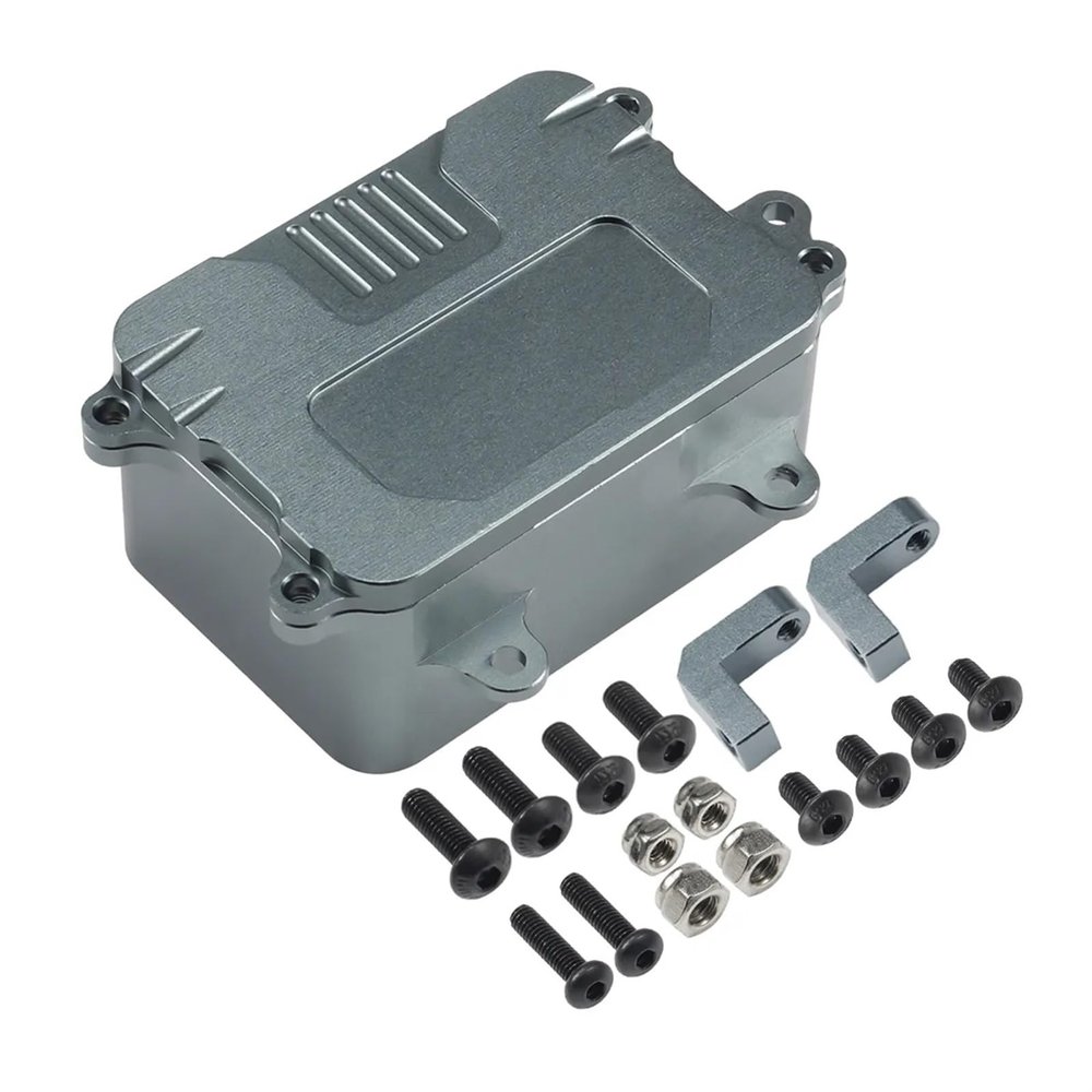 DAYUDDRICAR RC Car CNC Aluminum RC Receiver Box ESC Radio Electronic Tray Replacement RC Car Receiver Box Upgrade for SCX10 D90 D110 86100 1/10 RC Rock Crawler Accessories (Color : Gray)