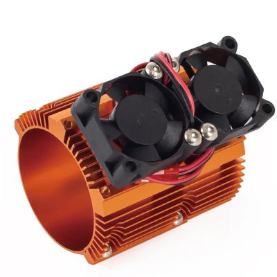 DAYUDDRICAR RC Car Cooling Fan, 1/8 1/10 RC Car Metal Dual Fan 41-43mm Motor Radiator Heat Sink Replacement RC Car Motor Upgrade Part for 1/8 1/10 RC Car Monster Truck Car Accessories (Color : Orange