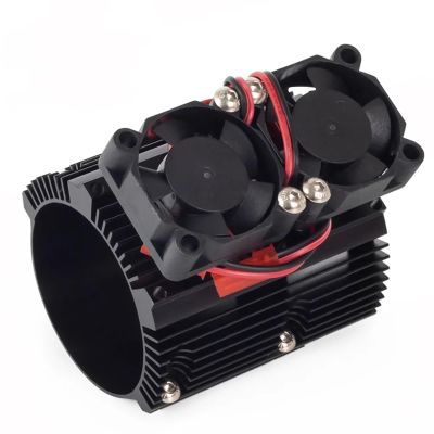DAYUDDRICAR RC Car Cooling Fan, 1/8 1/10 RC Car Metal Dual Fan 41-43mm Motor Radiator Heat Sink Replacement RC Car Motor Upgrade Part for 1/8 1/10 RC Car Monster Truck Car Accessories (Color : Black