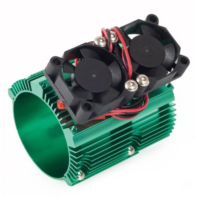 DAYUDDRICAR RC Car Cooling Fan, 1/8 1/10 RC Car Metal Dual Fan 41-43mm Motor Radiator Heat Sink Replacement RC Car Motor Upgrade Part for 1/8 1/10 RC Car Monster Truck Car Accessories (Color : Green