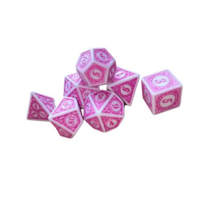 harayaa 7 Pieces Polyhedral Dice Set Multi Sides Dices Game Dices Resin Dices Counting Dices Acrylic Structure Suitable for Classroom Role Playing Par, Pink