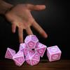 harayaa 7 Pieces Polyhedral Dice Set Multi Sides Dices Game Dices Resin Dices Counting Dices Acrylic Structure Suitable for Classroom Role Playing Par, Pink view 2