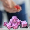 harayaa 7 Pieces Polyhedral Dice Set Multi Sides Dices Game Dices Resin Dices Counting Dices Acrylic Structure Suitable for Classroom Role Playing Par, Pink view 4