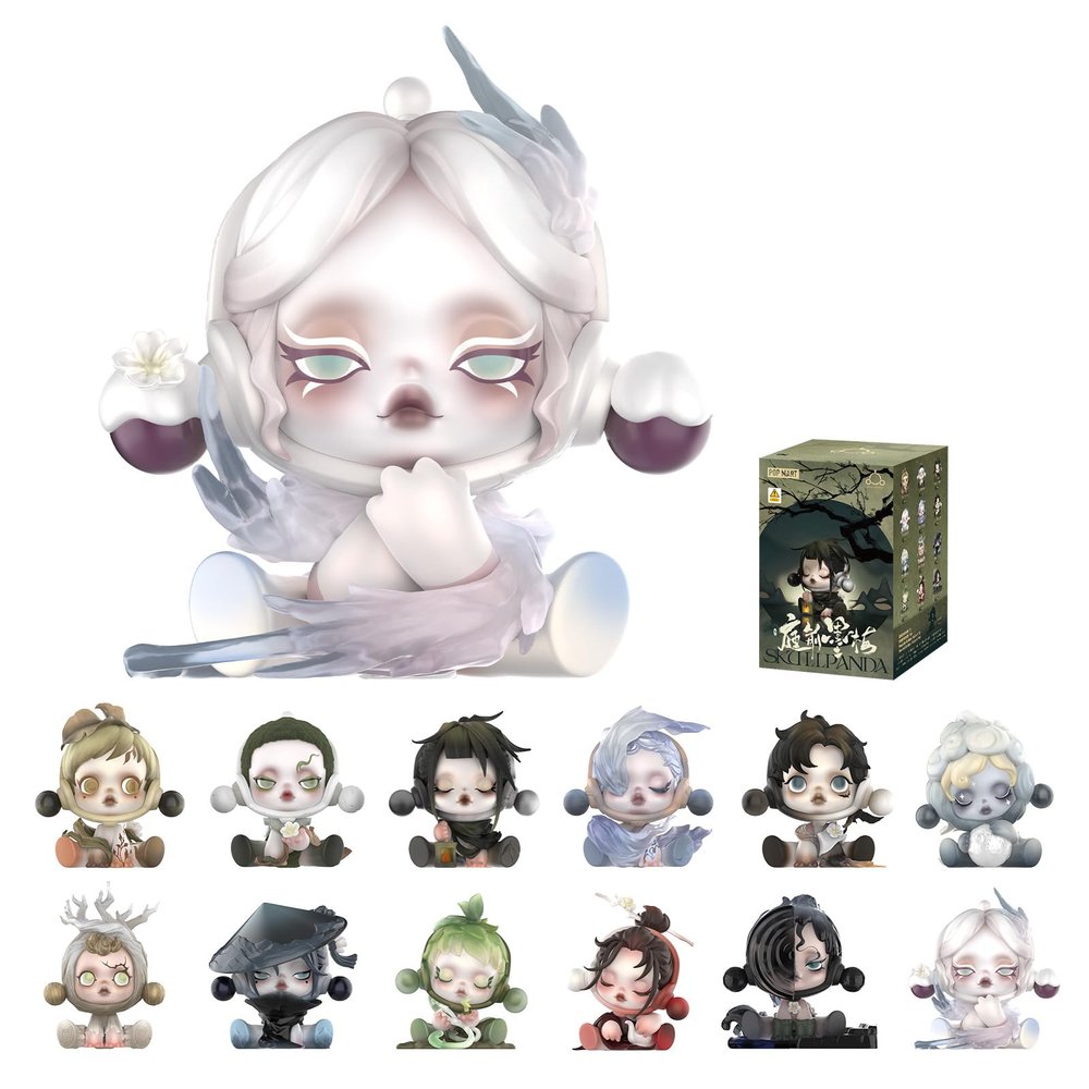 POP MART SKULLPANDA The Ink Plum Blossom Series Figures, SKULLPANDA Blind Box Figures, Random Design Action Figures Collectible Toys Home Decorations, Holiday Birthday Gifts, Single Box