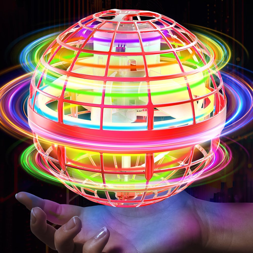 Fesbt Flying Orb Ball 2025 Boomerang Hover Ball Galatic Fidget Spinner Mini Drone Cool Toys Birthday Gift Ideas for 6 7 8 9 10+ Year Old Boys Girls Teens Indoor Outdoor (Red)
