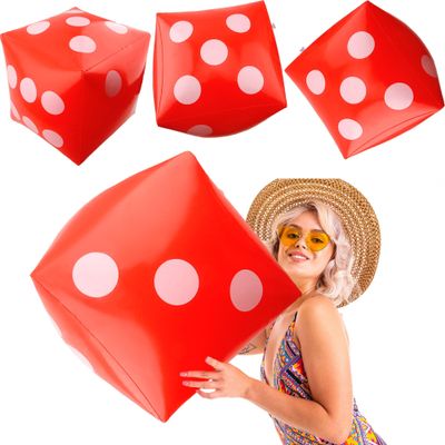4 Pack 23 Inch Giant Inflatable Dices Jumbo Blow Up Dice Extra Large Dice for Adult Kids Indoor Outdoor Board Game Pool Party Supplies (Color Set 2)