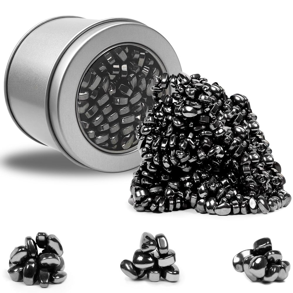 Luckyrao Ferrite Putty Black Over 500 Weak Magnetic Ferrite Stones, Satisfying Magnet Rocks Desk Toys for Office and Fidget Toys for Adults (Black)