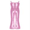 Agoky Girls 70s 80s Hippie Disco Funky Dance Costume Sequin Cami Long Unitard Jumpsuit for Halloween Carnival Party Dancewear Pink 14 Years view 1