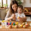 LovesTown 8PCS Easter Wooden Fake Eggs, Chicken Faux Eggs for Painting Food Pretend Play view 2