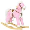 Qaba Rocking Horse with Sound, Ride on Horse with Saddle, Toddler Rocker, Gift for 3-8 Year Old, Pink view 1