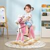 Qaba Rocking Horse with Sound, Ride on Horse with Saddle, Toddler Rocker, Gift for 3-8 Year Old, Pink view 2