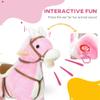 Qaba Rocking Horse with Sound, Ride on Horse with Saddle, Toddler Rocker, Gift for 3-8 Year Old, Pink view 3