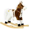 Qaba Rocking Horse with Sound, Ride on Horse with Saddle, Toddler Rocker, Gift for 3-8 Year Old, Brown view 1