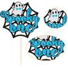 Gyufise 1Pc The Spooky One Cake Topper Blue Glitter The Spooky One Halloween Cake Picks 1st Birthday Cake Decorations for Halloween Kids Birthday Party Supplies view 3