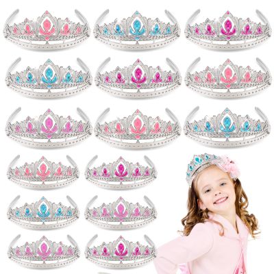 NINAOR Princess Crown Party Favors, 16Pcs Princess Dress Up Tiaras for Birthday Girl Cosplay Accessories, Princess Pretend Play Jewelry Party Supplies