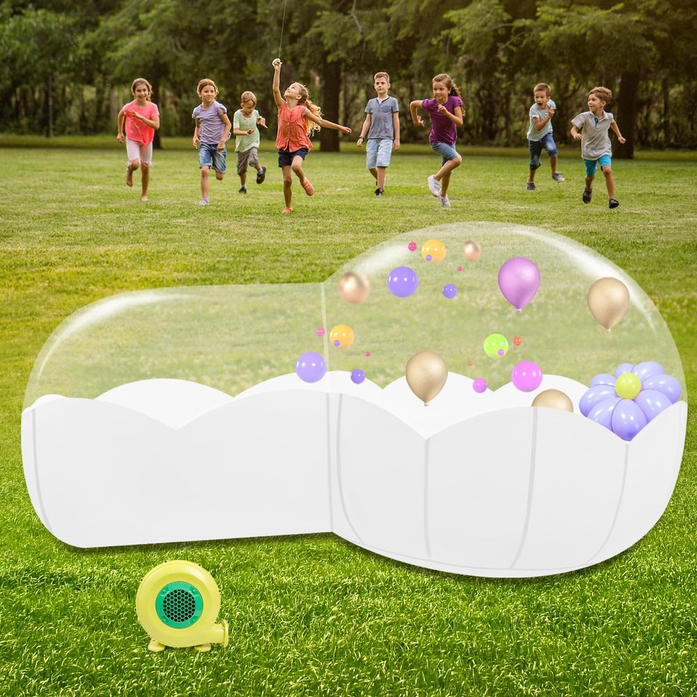 7.87ft High Transparent Inflatable Bubble House Dome with Blower,9.84ft Wide Diameter Fan Pipe Inflatable Bubble Tent for Outdoor Event Exhibition Backyard Kids Party Balloons (Flower-Shaped)