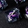 Role dice Beholder's Dragon Eye DND Dice Set, 7pcs Liquid Core Dice with Gift Box, Handmade Sharp Edge Resin Dice for Role Playing Dungeons and Dragons Ttrpg(Dark Purple Dragon Eye) view 4