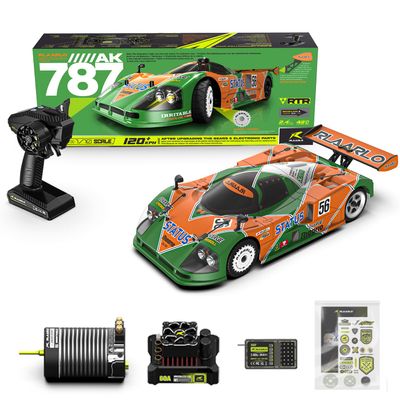 AMORIL RLAARLO 1:10 AK-787 Fast Brushless RC Cars,Top Speed 120KM/H Large Remote Control Cars with 6 Lights for Adults,4x4 On-Road Hobby Racing Vechile with Aluminum Shaft,Rubber Tire,Green