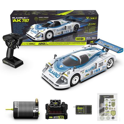 AMORIL RLAARLO 1/10 AK-787 Fast Brushless RC Cars for Adults,Max 75mph Hobby Electric On-Road RTR with 3650 4300KV Brushless Motor,60A Independent ESC,Remote Control Car for Boys,White