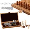 15" Magnetic Chess Set & Checkers Set 2 in 1Rinten Leather Portable Travel Chess Board Game Sets with Velvet Bag Packaging Beginner Large Chess Set for Kids and Adults view 3