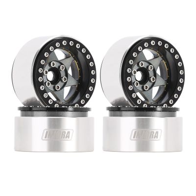 INJORA 1.9" Beadlock Wheel Rim - 143g Super Heavy Brass & Aluminum Deep Dish Wheel for 1/10 RC Crawler SCX10 TRX4 VS4-10 Gen8 (Grey)