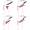 24Pcs Halloween Cupcake Toppers Glitter Horror Blood Knife Cupcake Picks Killer Birthday Cake Decorations for Halloween Blood Knife Theme Birthday Party Supplies view 2