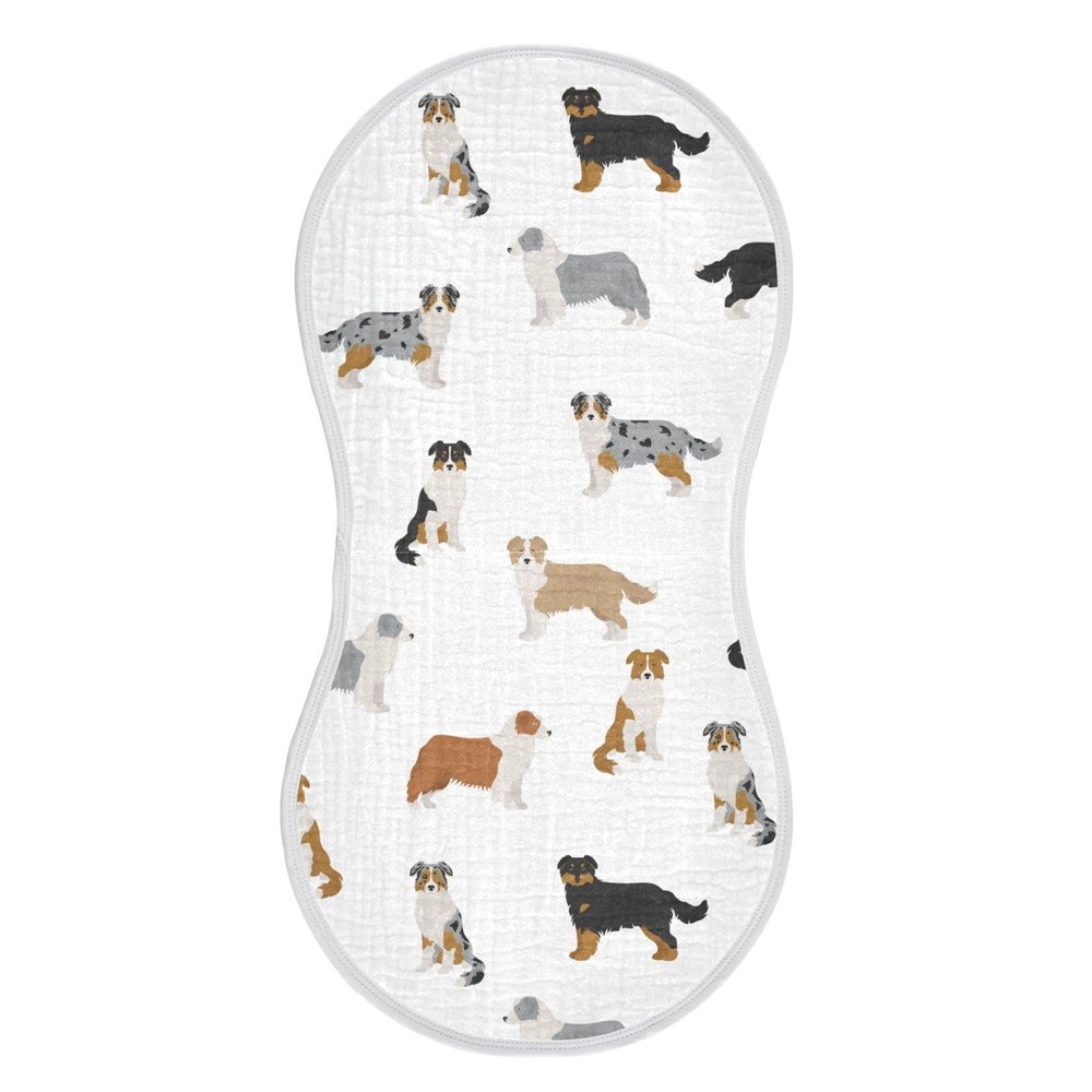 vvfelixl Baby Burp Cloths Australian Shepherd Dog White Baby Newborn Cotton Burping Cloths Set Baby Washcloths 4 Pack