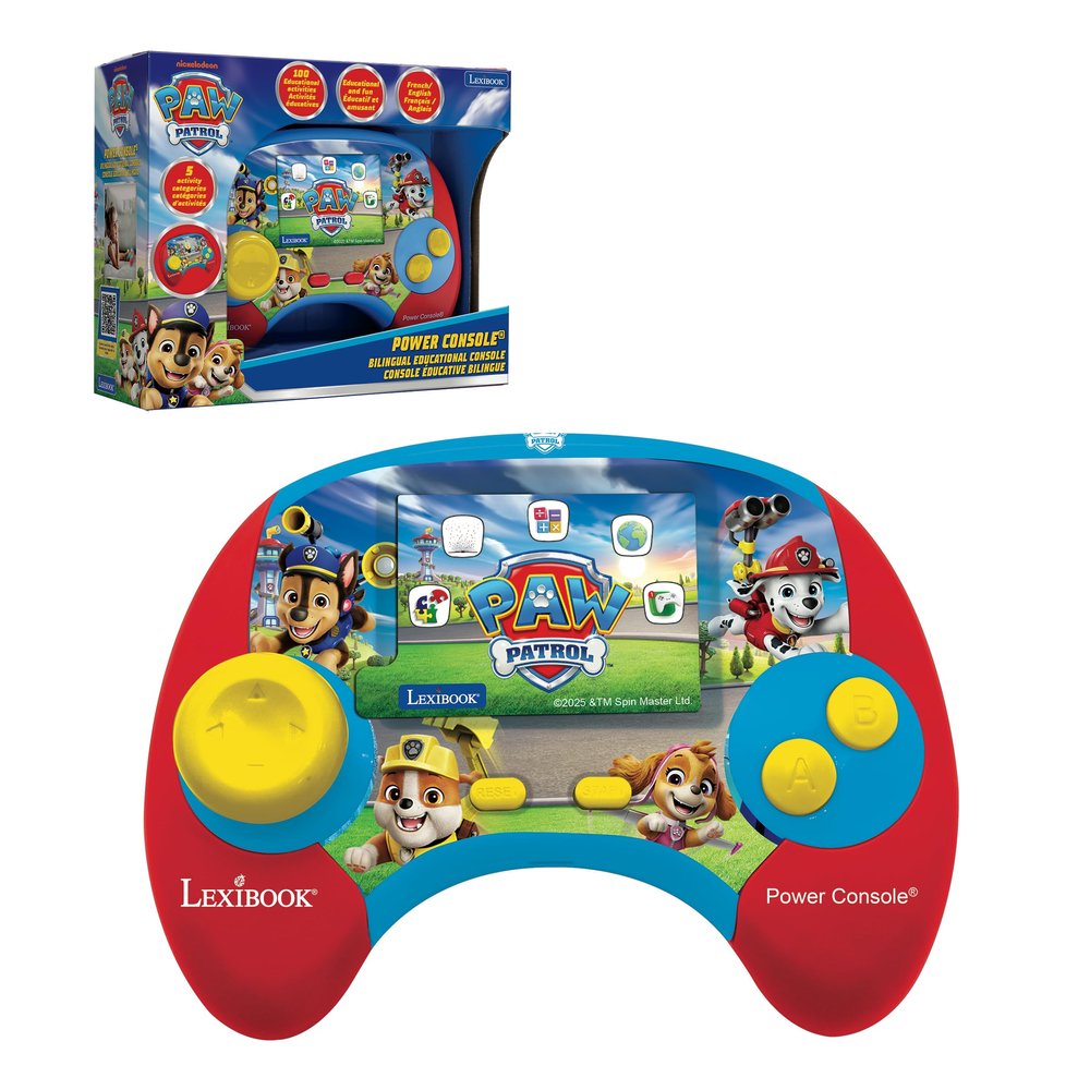 Lexibook, PAW Patrol Power Console Bilingual French/English Educational Game Console with 100 Activities, JCG100PAi1
