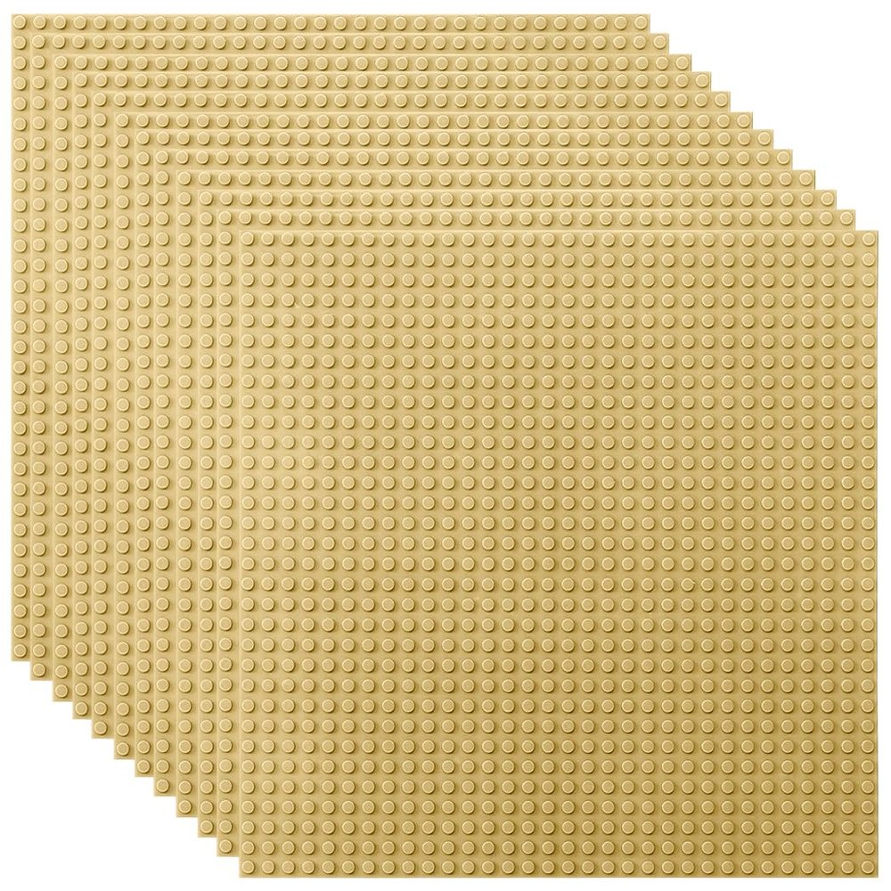 Lekebaby 12 Packs Classic Baseplates Building Base Plates for Building Bricks, 100% Compatible with Major Brands Baseplates, 10" x 10" (Sand)