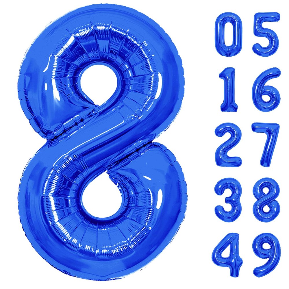 40 Inch Giant Navy Blue Number Balloon, Mylar Foil Helium Dark Blue Balloons for Birthday Party, Number 8 Balloon for Birthday Decorations for Kids, Anniversary Party Decorations Supplies