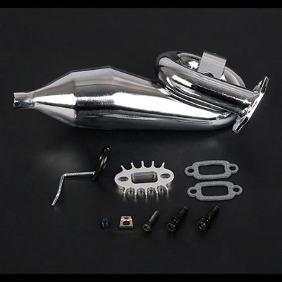 DAYUDDRICAR RC Car Exhaust Pipe, 1/5 RC Car CNC Metal Exhaust Pipe Replacement RC Car Upgrade Part for Rovan-Baja 5B 5T 5SC 1/5 RC Car Accessories Part (Color : 1 Set Silver)