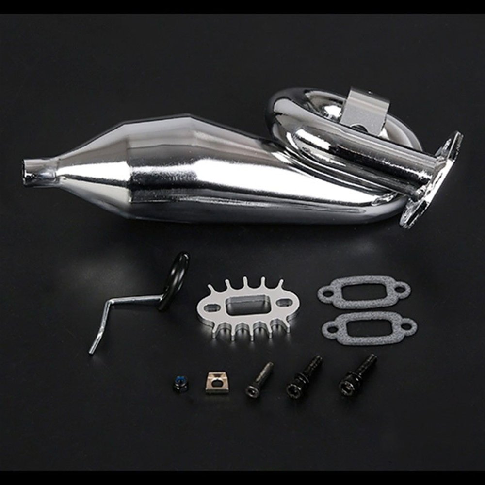 DAYUDDRICAR RC Car Exhaust Pipe, 1/5 RC Car CNC Metal Exhaust Pipe Replacement RC Car Upgrade Part for Rovan-Baja 5B 5T 5SC 1/5 RC Car Accessories Part (Color : 1 Set Silver)