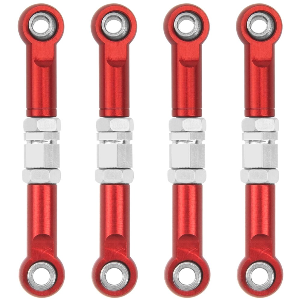 4Pcs ShareGoo Metal Steering Rod Servo Linkages Turnbuckle Compatible with Hyper Go MJX 16207 16208 16209 16210 H16BM H16GT H16DR 1/16 RC Car (Red)