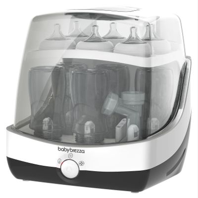 Baby Brezza Superfast 10 Minute Baby Bottle Sterilizer + Dryer - 75% Faster Universal Electric Steam Sterilization for All Bottles, Pacifiers + Breast Pump Parts
