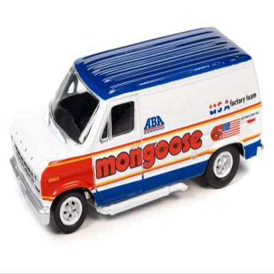 1965 Type 2 Transporter Van White w/Red Top Schwinn & 1976 Econoline Van White w/Red & Blue Graphic Mongoose Team BMX Set 2 Cars 2-Packs 2023 Release 2 1/64 Diecast Johnny Lightning JLPK022-JLSP342A