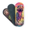 SPITBOARDS 34mm Fingerboard Deck - Real Wood (5-Layers) Classic Popsicle Street Shape - Size: 34 x 96 mm - Single Graphic Deck (Real Wear) - Optimized Concave - t-rex view 3