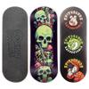 SPITBOARDS 34mm Fingerboard Deck - Real Wood (5-Layers) Classic Popsicle Street Shape - Size: 34 x 96 mm - Single Graphic Deck (Real Wear) - Optimized Concave - slimey Skulls view 1