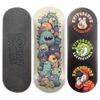 SPITBOARDS 34mm Fingerboard Deck - Real Wood (5-Layers) Classic Popsicle Street Shape - Size: 34 x 96 mm - Single Graphic Deck (Real Wear) - Optimized Concave - Monster Party view 1