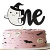 1 Pack 1st Birthday Halloween Cake Topper Glitter One Goast Hat Cupcake Picks First Birthday Goast Cake Decorations for Halloween Kids Party Supplies Black view 1