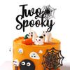 1 Pack Two Spooky Cake Topper Glitter Two Spooky Halloween Birthday Cupcake Picks 2nd Birthday Bat Cake Decorations for Halloween Kids Second Birthday Party Supplies Black view 1