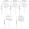 30 Pack Happy Sixty Cheers to 60 Years Old Cupcake Toppers for 60th Birthday Anniversary Party Cake Decorations Supplies Silver view 2