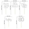 30 Pack Happy 80th Birthday Cupcake Toppers - Silver Glitter Eighty Cheers to 80 Years Old Cupcake Picks for Anniversary Party Cake Decorations view 2