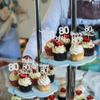 30 Pack Happy 80th Birthday Cupcake Toppers - Silver Glitter Eighty Cheers to 80 Years Old Cupcake Picks for Anniversary Party Cake Decorations view 4