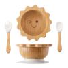 Bamboo Suction Bowl for Baby Kid Toddler Bowl Spoon Fork Set with Removable Silicone Suction All-Natural Baby Feeding Set for Baby-Led Weaning Fits Feeding High Chair Table view 1
