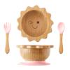 Bamboo Suction Bowl for Baby Kid Toddler Bowl Spoon Fork Set with Removable Silicone Suction All-Natural Baby Feeding Set for Baby-Led Weaning Fits Feeding High Chair Table view 1