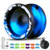 MAGICYOYO V3 Responsive Yoyo for Kids Beginners , Professional Yoyo for Adult, Dual Purpose Metal Yo-Yo with Replacement Bearing + 12 Yo-yo Strings, Bearing Removal, Axle, Case Bag (Black Blue) view 1