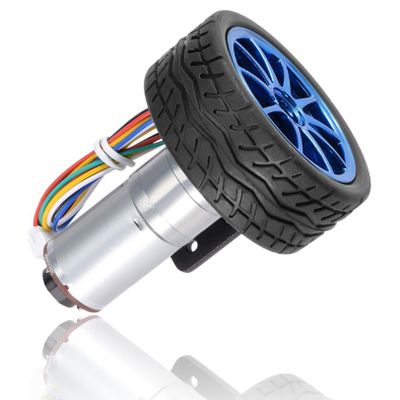 12V Motor with Encoder, DIY Encoder Gear Motor with Mounting Bracket 65mm Wheel Kit for Smart Car Robot DC12V(500RPM)