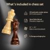 Chess Set Board Games for Adults: Handmade Walnut Wooden 15" 2 Extra Queens Folding Portable Travel Chess Game, Gift idea, Pieces Storage Slots,Instructions view 4