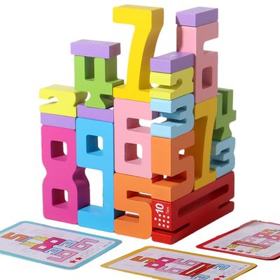 JYJ Wooden Stacking Building Blocks for 3+ Years Old Kids 1-10 Number Game Balance Competition Toy, Gift for Boys Girls